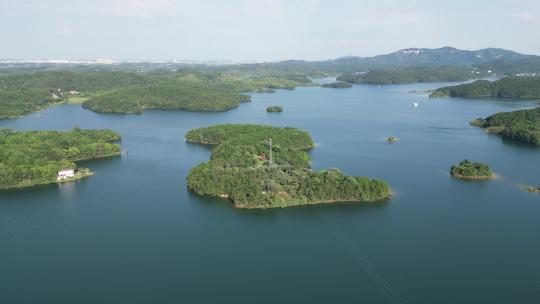 航拍湖北武汉黄陂区木兰湖景区