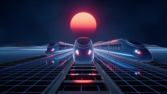 轨道列车交通运输概念3D渲染视频素材模板下载