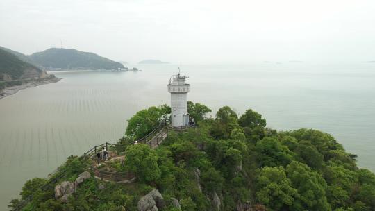 航拍浙江台州玉环市海滨风景