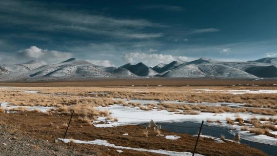 西藏旅游风光219国道高原草地沼泽雪山