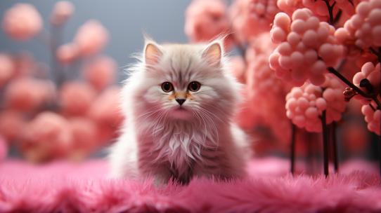 宠物粉色小猫哺乳动物猫科小猫猫特写萌宠