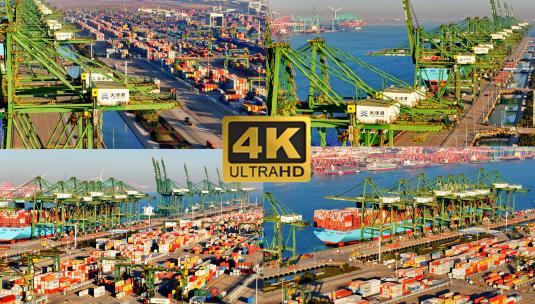4K天津港货运码头港口航拍合集