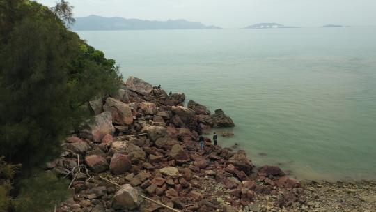 航拍浙江台州玉环市海滨风景