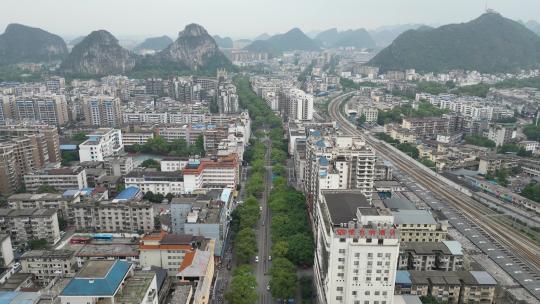 广西桂林城市风光交通航拍