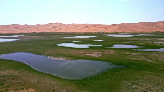 沙漠湖泊湿地沙漠生态与水资源视频素材模板下载