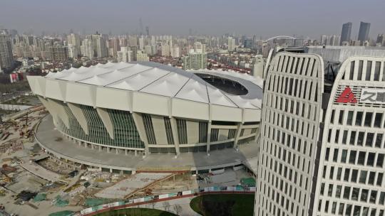 改建中上海体育场八万人体育场足球场城市
