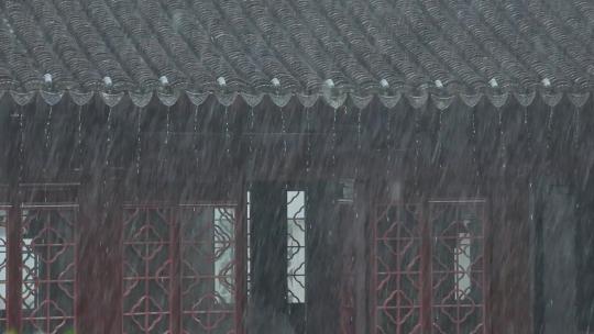 雨天下雨古建筑屋檐雨滴古风意境