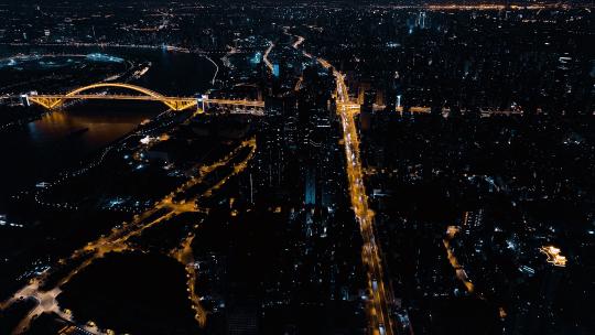 上海卢浦大桥夜景航拍