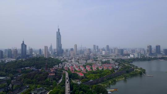 4k 航拍江苏南京城市建筑天际线