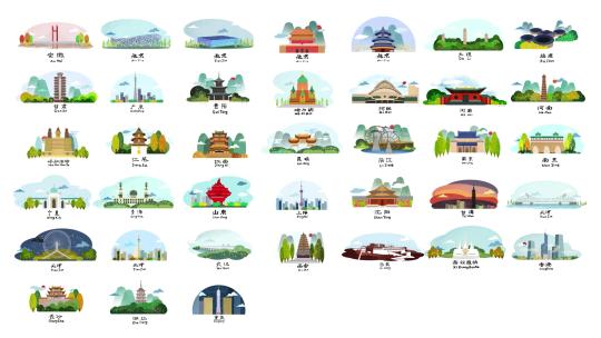 中国地区标志性建筑mg动画