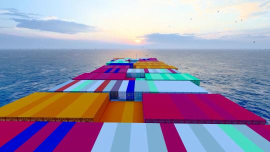 海上集装箱货物运输船只视频素材模板下载