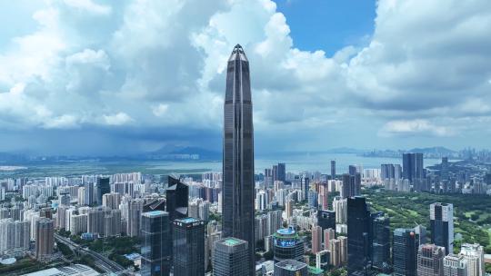 航拍深圳地标摩天大楼平安国际金融中心