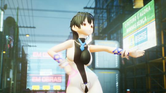 二次元动画紧身战斗美女舞蹈