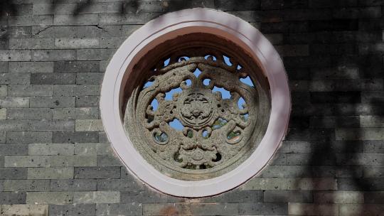 夏天中式建筑石窗光影园林古风