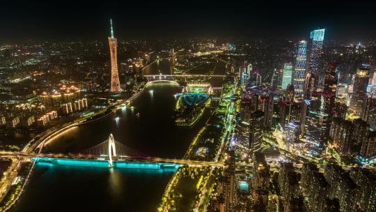 广州珠江夜游夜景航拍4组调色风格视频素材模板下载