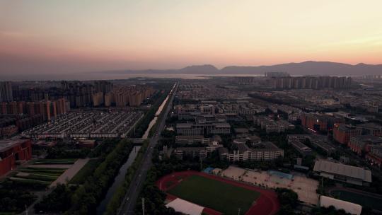 合集云南昆明城市夕阳晚霞日落航拍