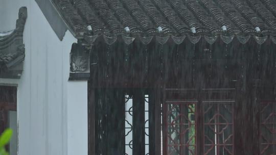 雨天下雨古建筑屋檐雨滴古风意境