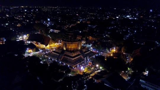 泰国城市夜景街道建筑视频素材模板下载