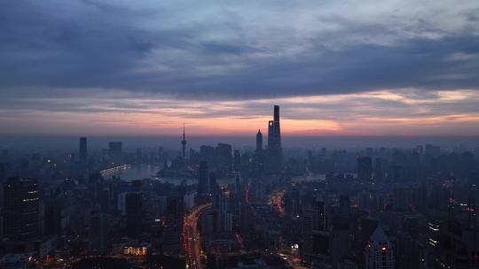 上海陆家嘴夜景航拍视频素材模板下载