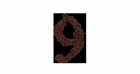 3d咖啡豆10秒倒计时 透明通道4K
