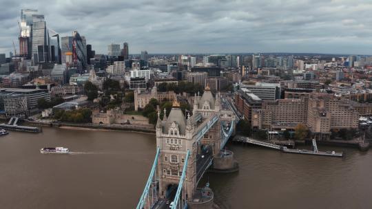 英国伦敦塔桥高空航拍