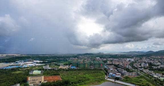 4k珠海斗门雨云蓝天白云航拍延时