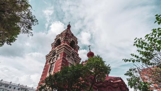 哈尔滨教堂建筑延时摄影