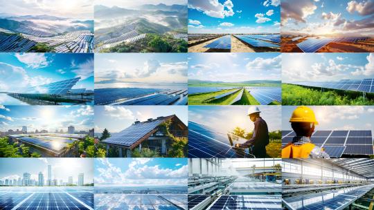 碳中和新能源光伏太阳能板合集高清在线视频素材下载