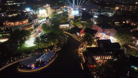 4K深圳南山区欢乐海岸夜景航拍视频素材模板下载