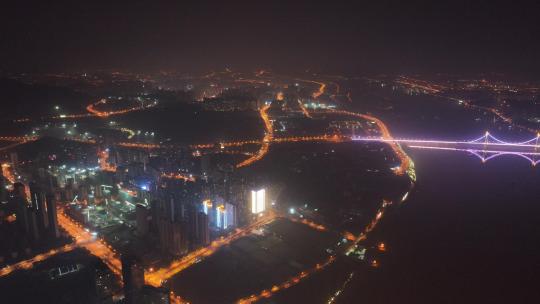 长沙岳麓区夜景航拍