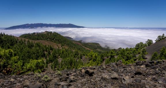 从拉帕尔马岛顶部看到的云海。鲁塔德洛斯火山。