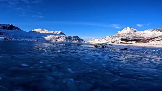 FPV无人机航拍自然风光冰山冰川河流雪景