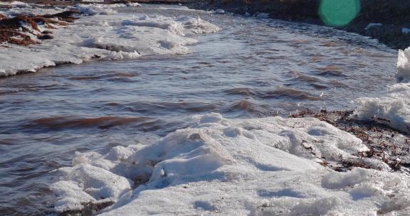 冰雪开始融化的河流