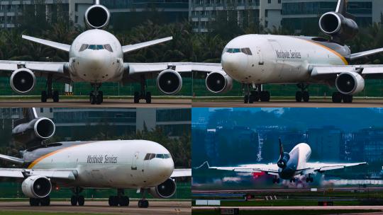 经典三发机型麦道MD11飞机起飞片段高清在线视频素材下载
