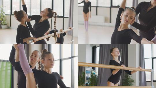 【合集】女孩排练芭蕾舞教师纠正视频素材模板下载