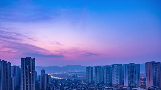 黎明到日出天空云彩变化延时重庆科学城