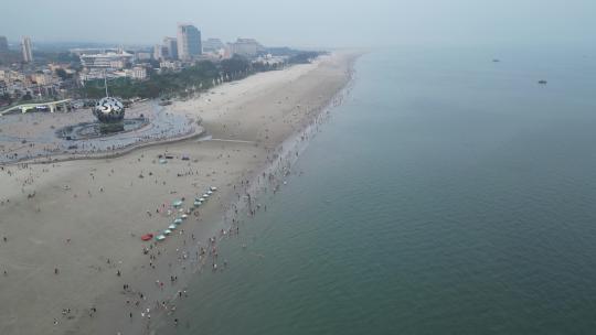 广西北海银沙滩航拍风光