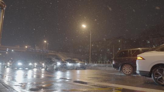 城市街道交通 北京车流夜景视频素材模板下载