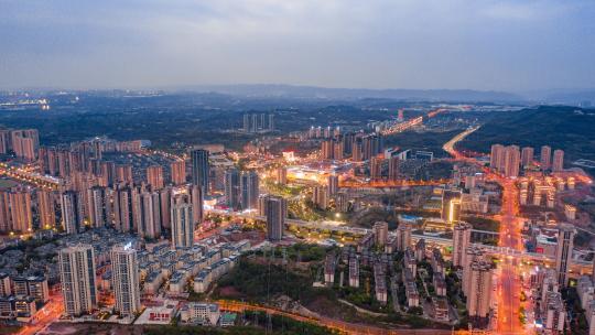 4k重庆江津区新城区夜景日落延时摄影视频素材模板下载