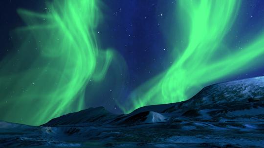 4K美丽的北极光 挪威 芬兰 冰岛绿色北极光