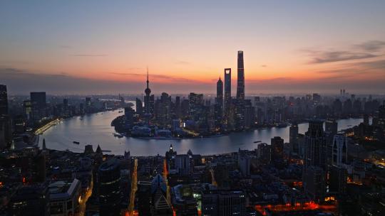 上海外滩陆家嘴日出火烧云朝霞