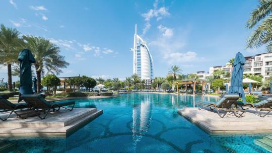 迪拜帆船酒店延时自然风光视频素材模板下载