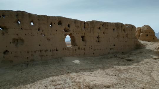 西藏旅游风光吐蕃时期要塞城堡残垣断壁全景视频素材模板下载