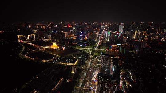 南宁夜景城市航拍空境视频素材模板下载