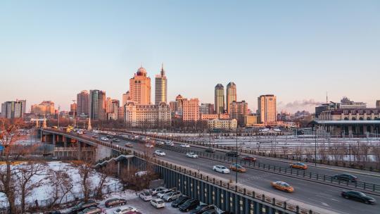 哈尔滨冬季城市延时摄影