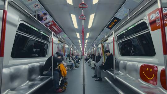 香港城市地铁人流延时摄影