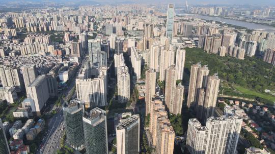 高清航拍广州天河区建筑群城市天际线