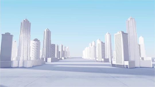 城市高楼穿梭动画