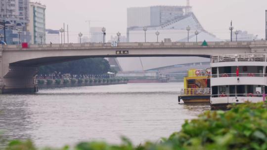 【4K50P】广州城市风光码头桥梁江面视频素材模板下载