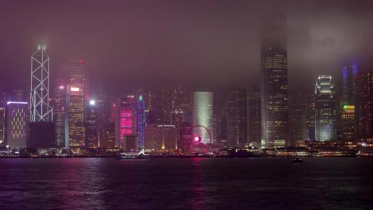香港夜景中的摩天大楼景观